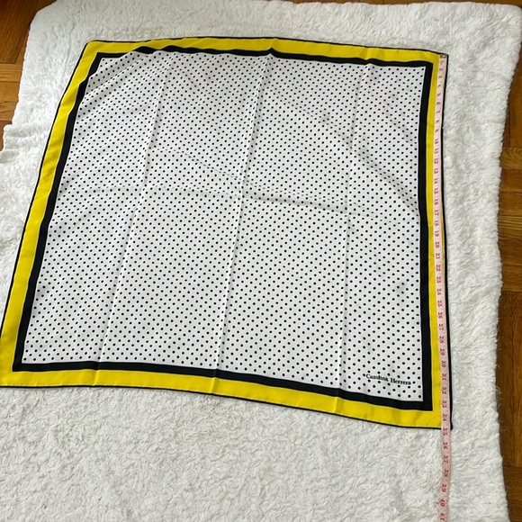 Carolina Herrera Yellow and Black Polka Dot Scarf - Picture 9 of 12